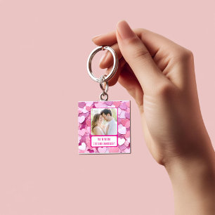 Porte-clefs Amour Coeur Confetti I Texte Retour Acrylique
