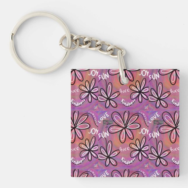 Porte-clefs Amour Compassion, Joie, Paix Pour L'Humanité (Devant)