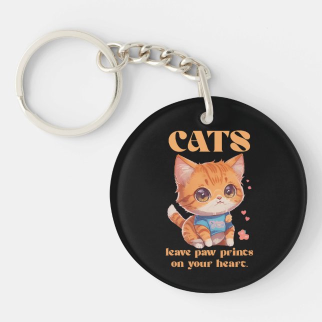Porte-clefs amour de chat mignon (Devant)
