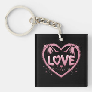 Porte-clefs Amour de chat scintillant