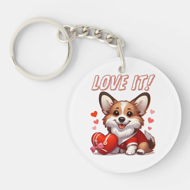 Porte-clefs Amour de Corgi Mignon (Devant)
