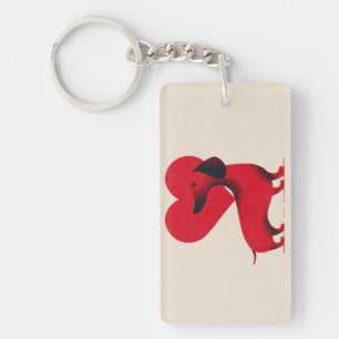 Porte-clefs Amour de Dachshund – Dessin de cœur de chien migno