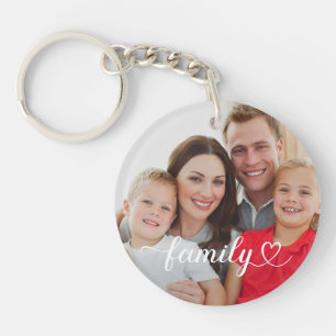 Porte-clefs Amour de famille Écriture blanche Photo personnali