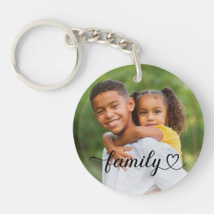 Porte-clefs Amour de famille écriture noire photo personnalisé