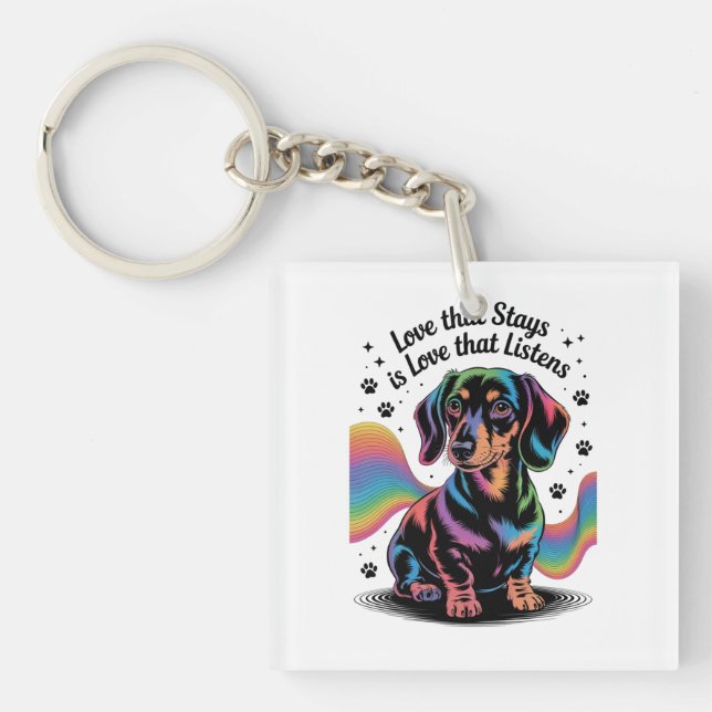 Porte-clefs Amour de teckel qui reste est amour qui écoute (Devant)