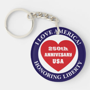 Porte-clefs Amour des États-Unis Patriotique Rouge Blanc Bleu