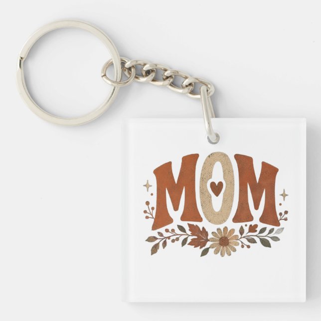Porte-clefs Amour Floral de Maman d'Automne Rustique (Devant)