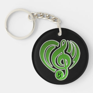 Porte-clefs Amour Musical Vibrations Musique Verte Note de Mus