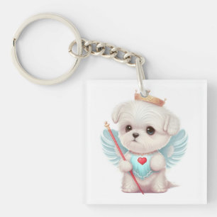 Porte-clefs Amour paradisiaque : Chien maltais mignon
