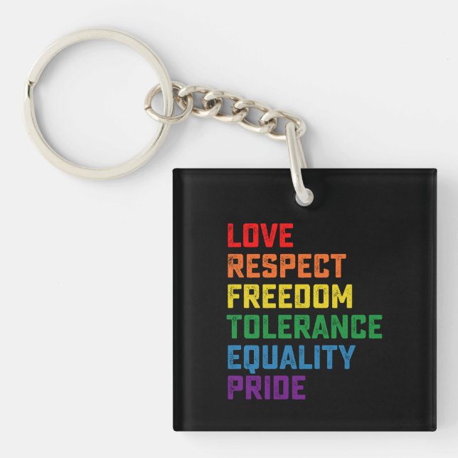 Porte-clefs Amour Respect Liberté Tolérance Égalité Fierté (Devant)