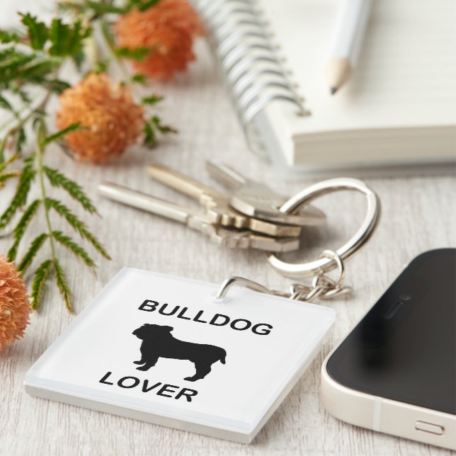 Porte-clefs amoureux de bulldog (Devant Droit)