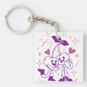 Porte-clefs Amoureux de Cerises Douces – Art Esthétique Romant