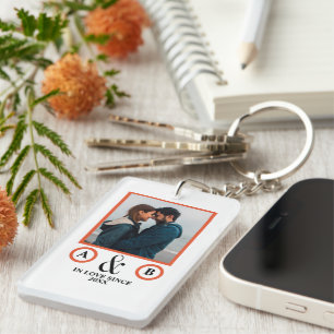 Porte-clefs Amoureux de la Saint Valentin couple monogramme