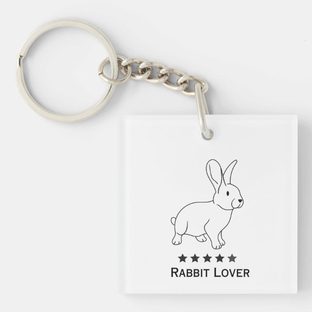 Porte-clefs Amoureux de lapin, conception simple (Devant)