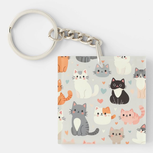 Porte-clefs Amoureux des chats (Devant)