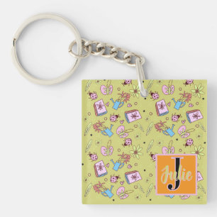 Porte-clefs Amoureux des livres au printemps Gribouillis color