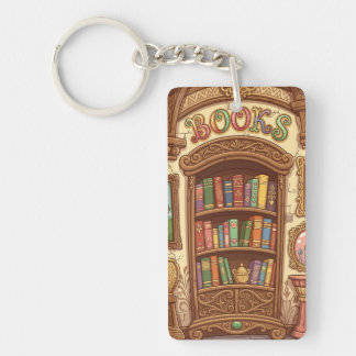 Porte-clefs Amoureux des livres Étagère à livres de dessin ani
