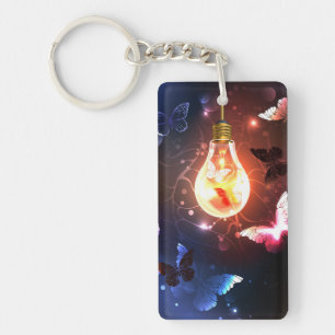 Porte-clefs Ampoule lumineuse avec papillons nocturnes