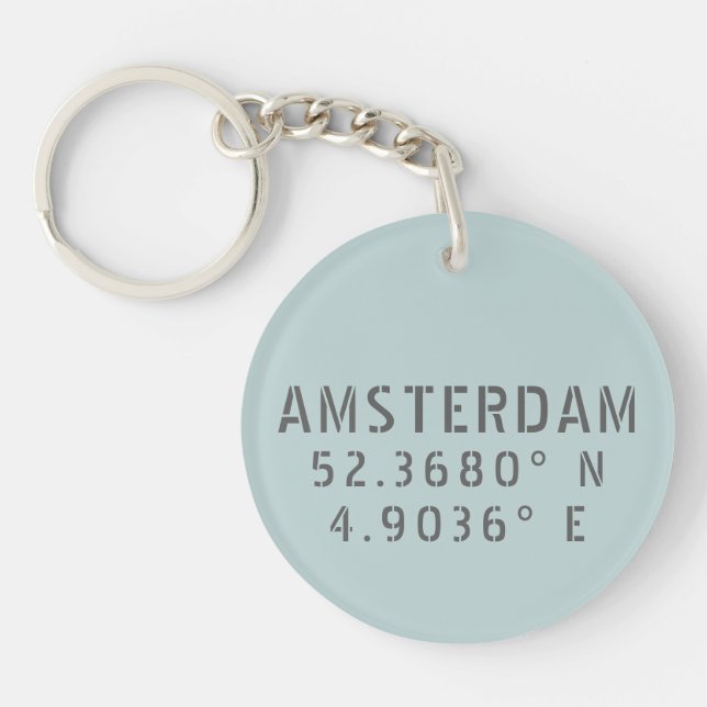 Porte-clefs Amsterdam Latitude Longitude (Devant)