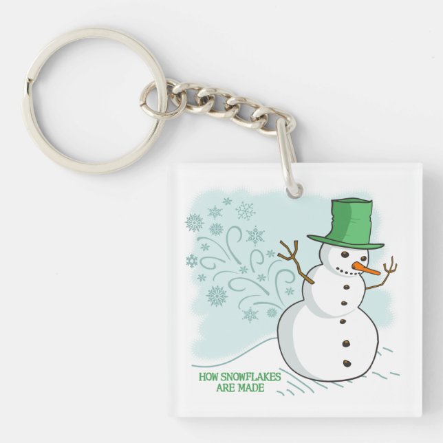 Porte-clefs Amusant Snowman Farts Snowflakes (Devant)
