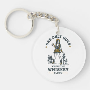 Porte-clefs Amusante cowgirl western vintage amatrice de whisk
