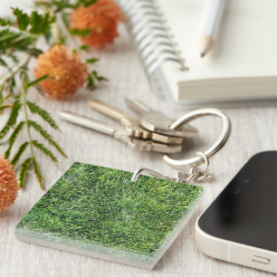 Porte-clefs Amusante herbe verte vraie texture photo motif pla