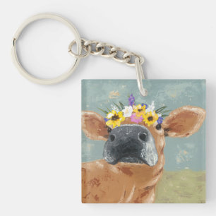 Porte-clefs Amusement de ferme - vache avec la couronne de