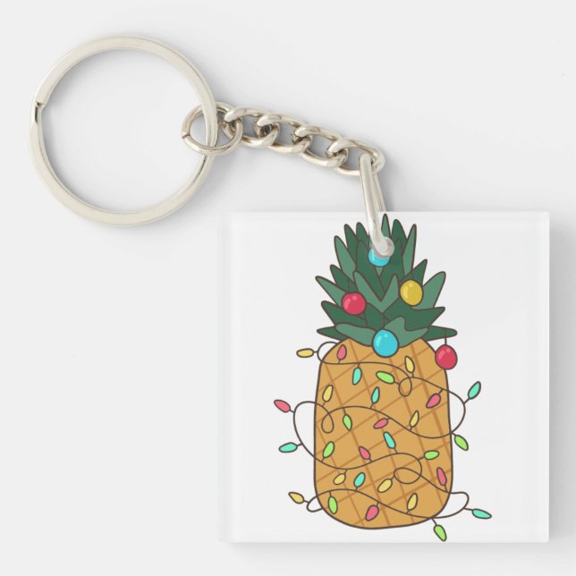Porte-clefs Ananas de Noël tropical (Devant)