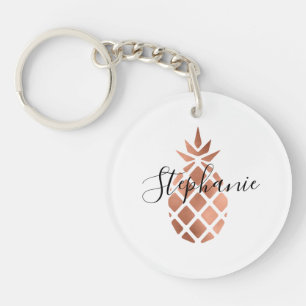 Porte-clefs Ananas en Or Rose Faux Personnalisé