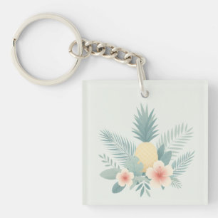 Porte-clefs Ananas floral & Hawaiian