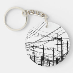Porte-clefs Ancien téléphone et lignes électriques