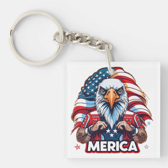 Porte-clefs Anciens Combattants Drapeau américain Merica Aigle (Devant)