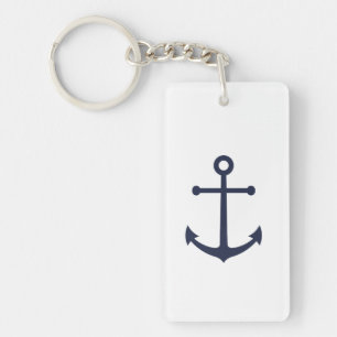 Porte-clefs Ancre bleue marine