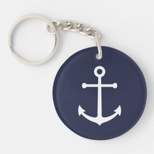 Porte-clefs Ancre bleue marine