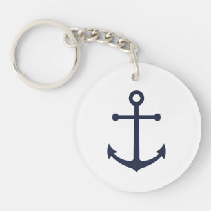 Porte-clefs Ancre bleue marine