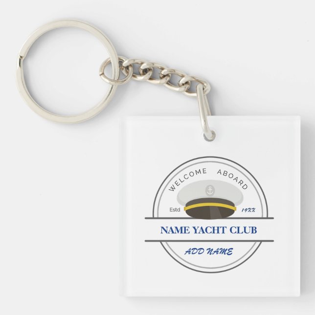 Porte-clefs Ancre Bleue Nautique Bienvenue yacht de voile Bate (Devant)