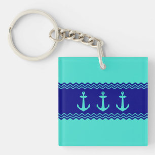 Porte-clefs Ancre bleue turquoise de la côte Bleue Bleu de la