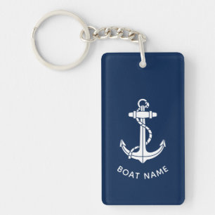 Porte-clefs Ancre de bateau moderne et nom de capitaine