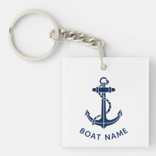 Porte-clefs Ancre de bateau moderne et nom de plage personnali