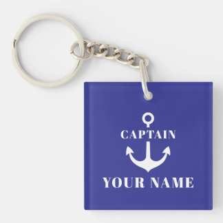 Porte-clefs Ancre de nom de capitaine de bateau personnalisé P