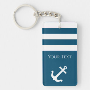 Porte-clefs Ancre et rayures minimalistes Nautiques