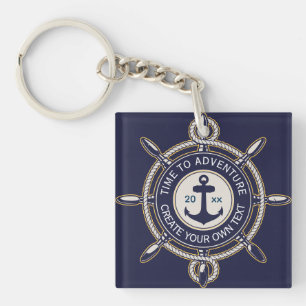 Porte-clefs Ancre Naútíque Bleu Marine & Aventure de la Roue d