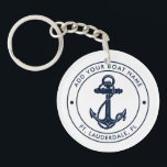 Porte-clefs Ancre nautique Nom du bateau Marine Bleu Blanc<br><div class="desc">Ajoutez le nom et l'emplacement de votre bateau ou capitaine en cliquant sur le bouton "Personnaliser" ci-dessus. Naviguez avec élégance avec notre sac fourre-tout nautique sur mesure, le compagnon ultime de vos aventures maritimes. Ce porte - clé présente un design mignon inspiré des merveilles de l'océan, avec des motifs maritimes...</div>