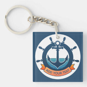 Porte-clefs Ancre nautique personnalisée et vacances pour amat