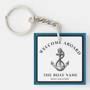 Porte-clefs Ancre nautique personnalisée – Nom et emplacement