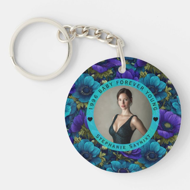 Porte-clefs Anémones Fleur 70e Anniversaire Boho (Devant)