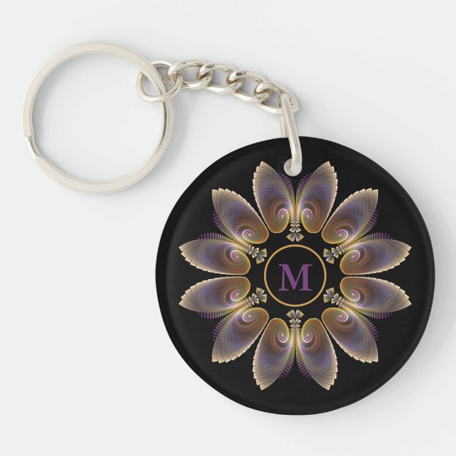 Porte-clefs Ange Abstraite ailes Mandala Monogramme fractal (Devant)