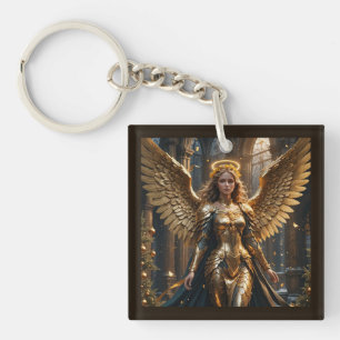 Porte-clefs Ange de Noël doré avec ailes Porte - clé acrylique