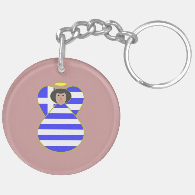 Porte-clefs Ange grec avec cheveux noirs (Dos gauche)