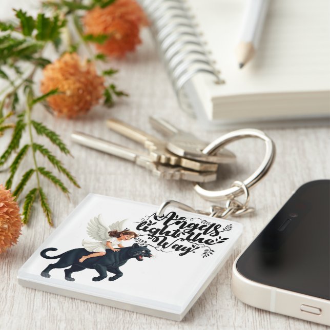PORTE-CLEFS ANGE SUR PANTHÈRE (Devant Droit)